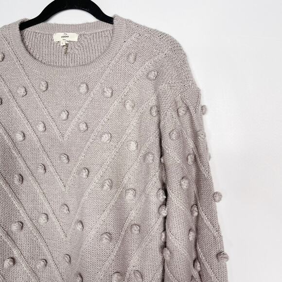 New Entro Large L Light Lavender Purple Pom Pom Crew Neck Textured Sweater - Picture 3 of 11